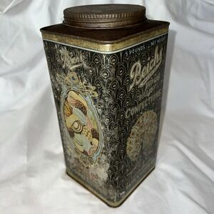 Vintage Metal Antique Advertising Tin Beichs Candy Confections Chicago peacock